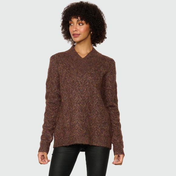 Textured Knit Crossover Neck