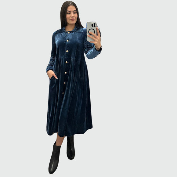Shirt Dress Lux Velvet with Collar