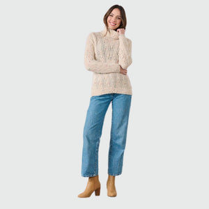 Cable Knit Jumper Flecks & Roll Neck