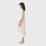 Linen Solid Dress Shirt Midi Collar