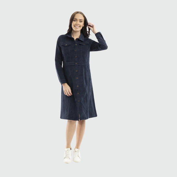Cord Solid Dress Button