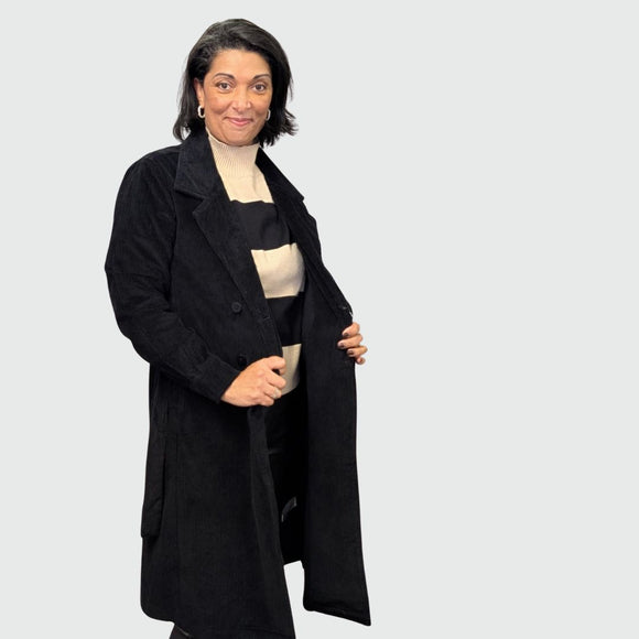 Cord Solid Trench Coat