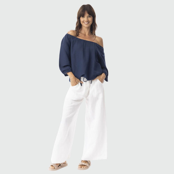 Linen Solid Pant Wide Leg