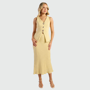 Large Feature Button Vest Top & Midi Skirt Set