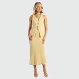 Large Feature Button Vest Top & Midi Skirt Set