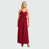 Red Gold Chain Pleated Front Jumpsuit