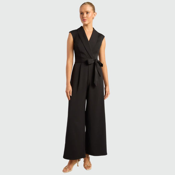 Cap Sleeves Curved Collar Jumpsuit