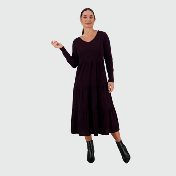 Merino Long Slv Tiered Dress