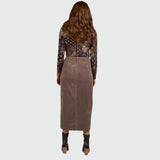 Mid Length Cord Skirt Front Panel Seams