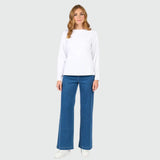 Boat Neck Long Sleeve Top